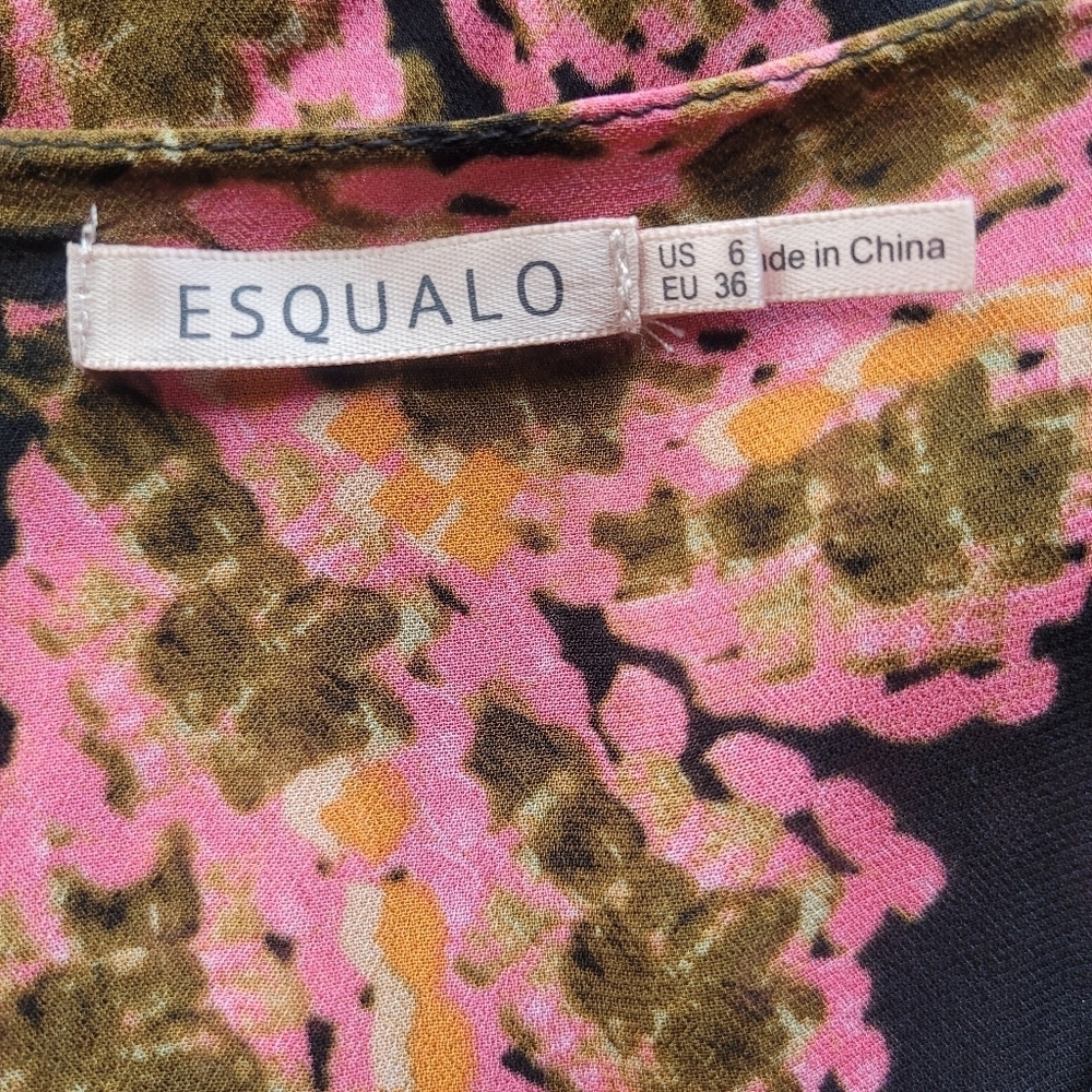 Esqualo Global Flower Print Dress With Elastic Waist, VGUC, Size 6 - Picture 7 of 9